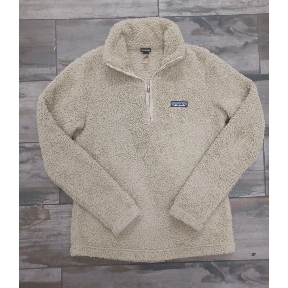 Patagonia Women's XS Beige Sherpa Fleece Cozy Quarter Zip Pullover Jacket